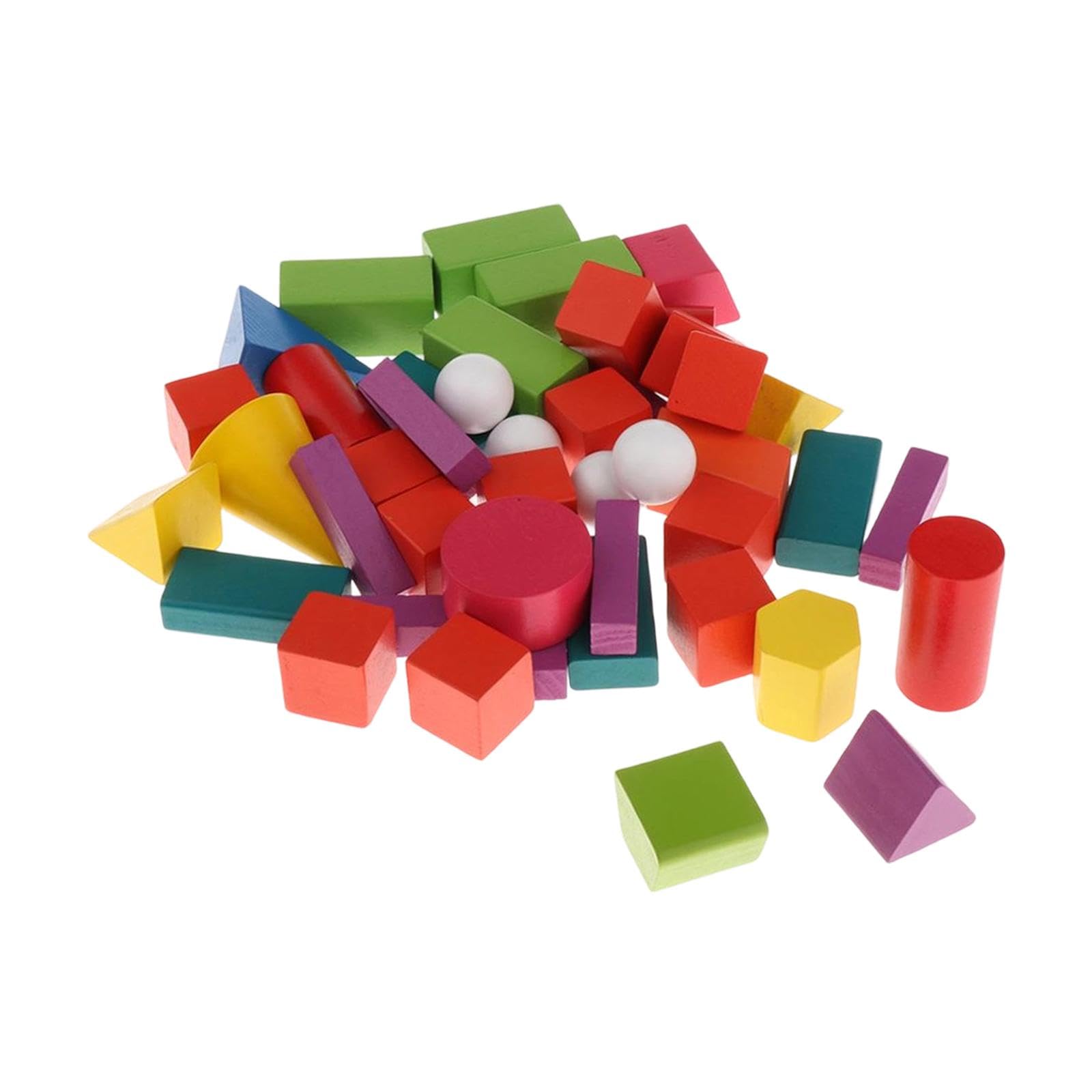 perfeclan 45 solides géométriques en bois - Jouets éducatifs pour l'enseignement primaire, la maternelle et le préscolaire - Manipulation mathématique -