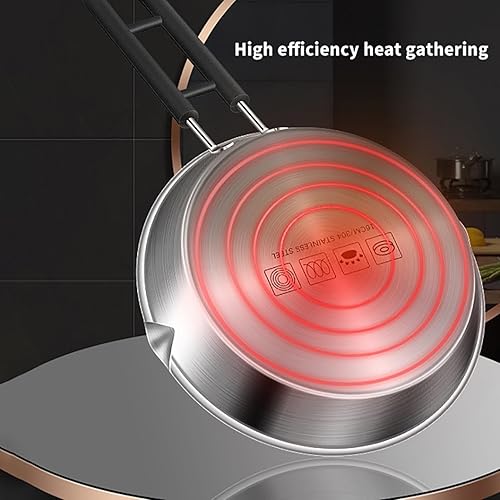 Miniatura 4 de Sartén de acero inoxidable 304, antiadherente, mini sartén wok, huevo, panqueques con mango para inducción de estufa de gas, 6.3 in