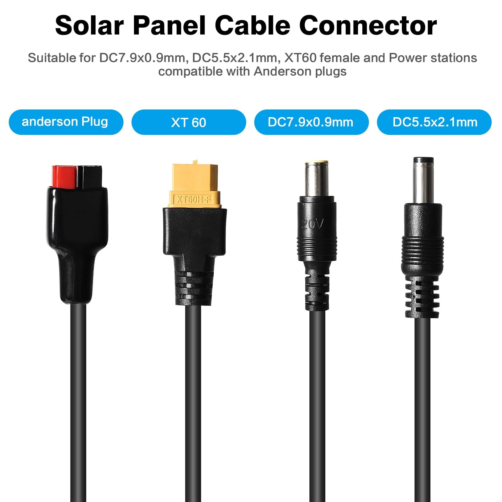 Ailao Câble De Panneau Solaire 4 En 1 Avec Connecteur DC5521 7909 Xt60 Femelle Compatible Avec Extension 904619
