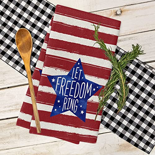 Vdlbt 4Th Of July Kitchen Towels Patriotic Star Stripes Dish Towels Independence Day Memorial Day Dishcloth Fingertip Hand Towel Let Freedom Ring Soft Tea Towel Set Of 2 #TOP4