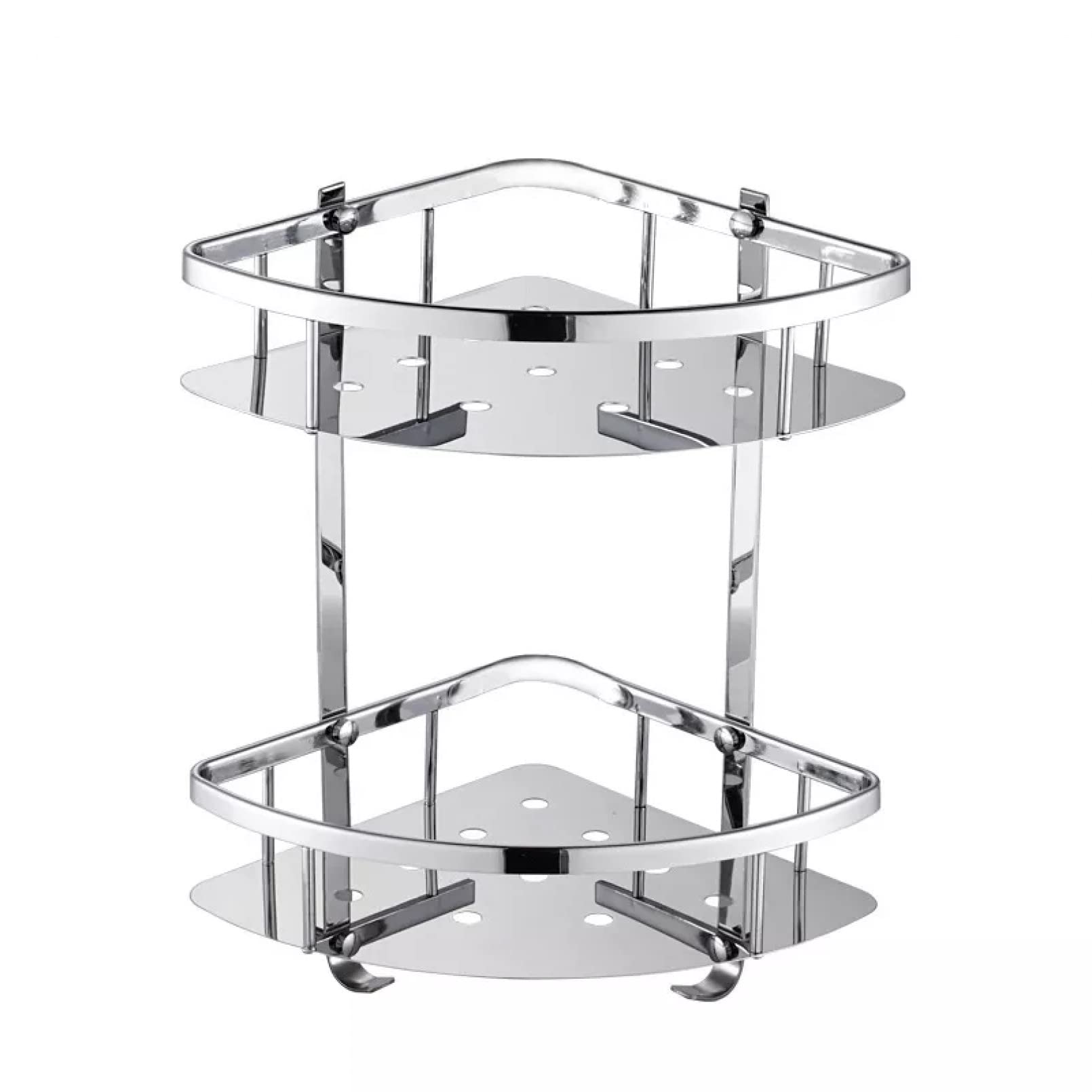 Estante de baño Divisor de baño Deluxe 304 de Acero Inoxidable de Doble Nivel, Ducha de Esquina, Cesta Brillante, Estante ordenado, Organizador de Almacenamiento