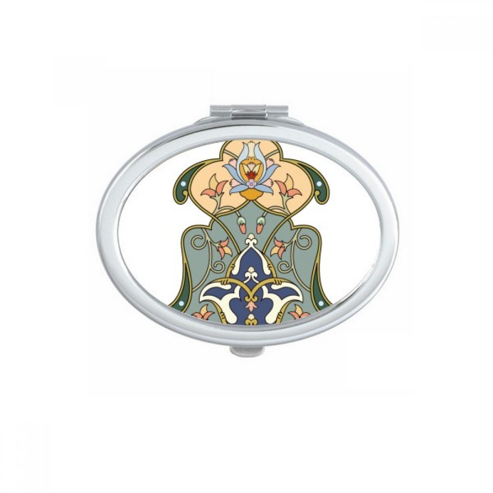 Miroir portable mignon petit format ovale motif fleurs art moderne baroque