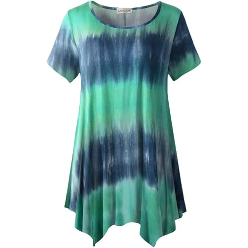 LARACE Short Sleeve Shirts for Womens Plus Size Tops Casual Summer Clothes Asymmetrical Tunic Blouses