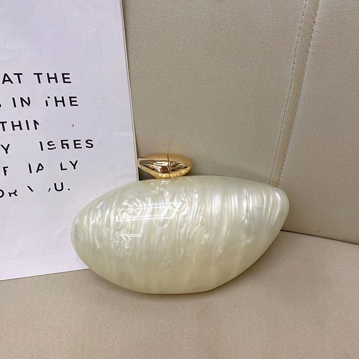 Bolso De Mano Acrílico Con Forma De Concha, Moderno Bolso De Noche Acrílico Metálico, Brillante, Tipo Huevo, Para Mujer, Para Bodas Y Fiestas.
