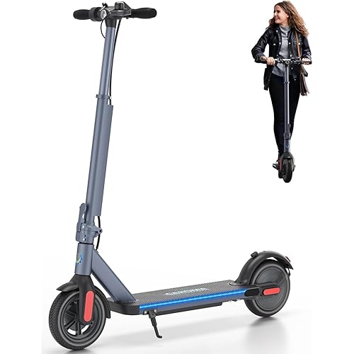 Caroma Electric Scooter with Seat, 350W/500W Powerful Motor, 20/25/30 Miles Long Range, 20/25 Mph Top Speed, 10" Solid Tires, Folding Escooter for Adults with Dual Braking, Cruise Control