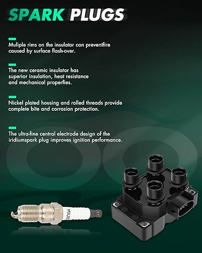 Vista 2280 de SCITOO 1 bobinas de encendido con 4 bujías de iridio para Chevrolet 2011-2015 Cruze 1.4L 2016 Cruze Limited 1.4L 2012-2020 Sonic 1.4L 2013-2021 Trax