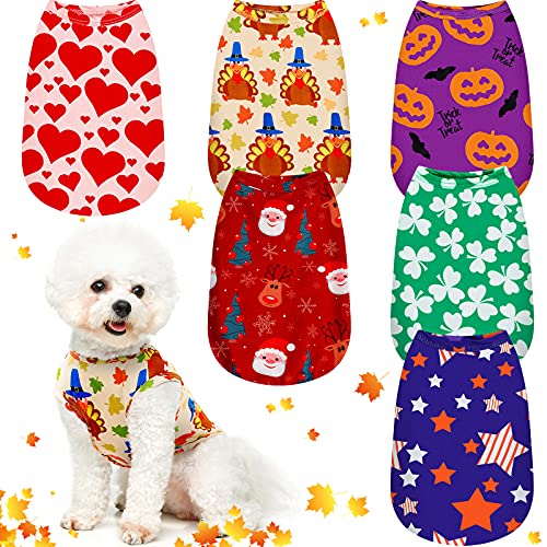 Xuniea YW-XUNIEA-13891 6 Pieces Holiday Dog Shirt Halloween Dog Clothes Christmas Pet Clothes Seasonal Puppy Festival Vests Pet Shirts cover