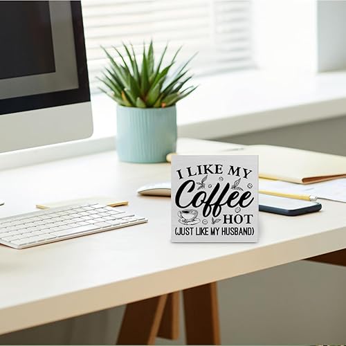 Miniatura 4 de Cartel rústico de madera para amantes del café, decoración de escritorio, con texto en inglés "I Like My Coffee" (I Like My Coffee), letrero de