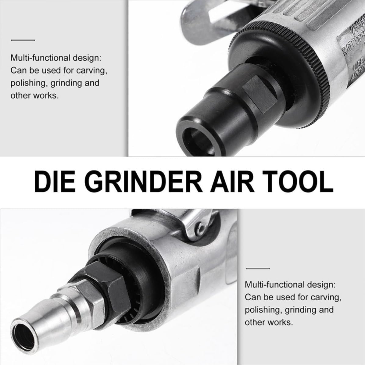 Generic Portable Lightweight Pneumatic Angle Die Grinder Tool with 1/4 Inch Air Inlet Size for Precision Grinding and Polishing in Industrial and Workshop Applications