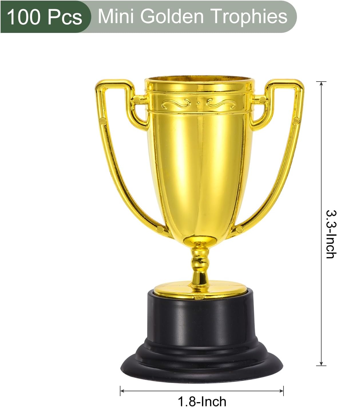 YOKIVE 100 Pcs Mini Gold Trophies, Game Award Cups Small Sports Trophy Prizes for Sport Competition Play (Gold, 3.3-Inches)