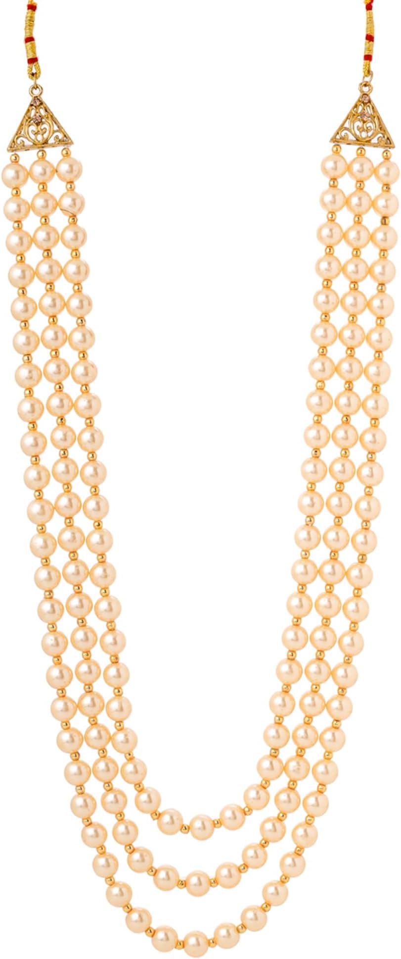 Yellow Chimes Dulahmala For Mens Golden Beads Pearl Necklace Jewellery for Groom Dulha Moti Mal Haar For Men Sherwani Necklace