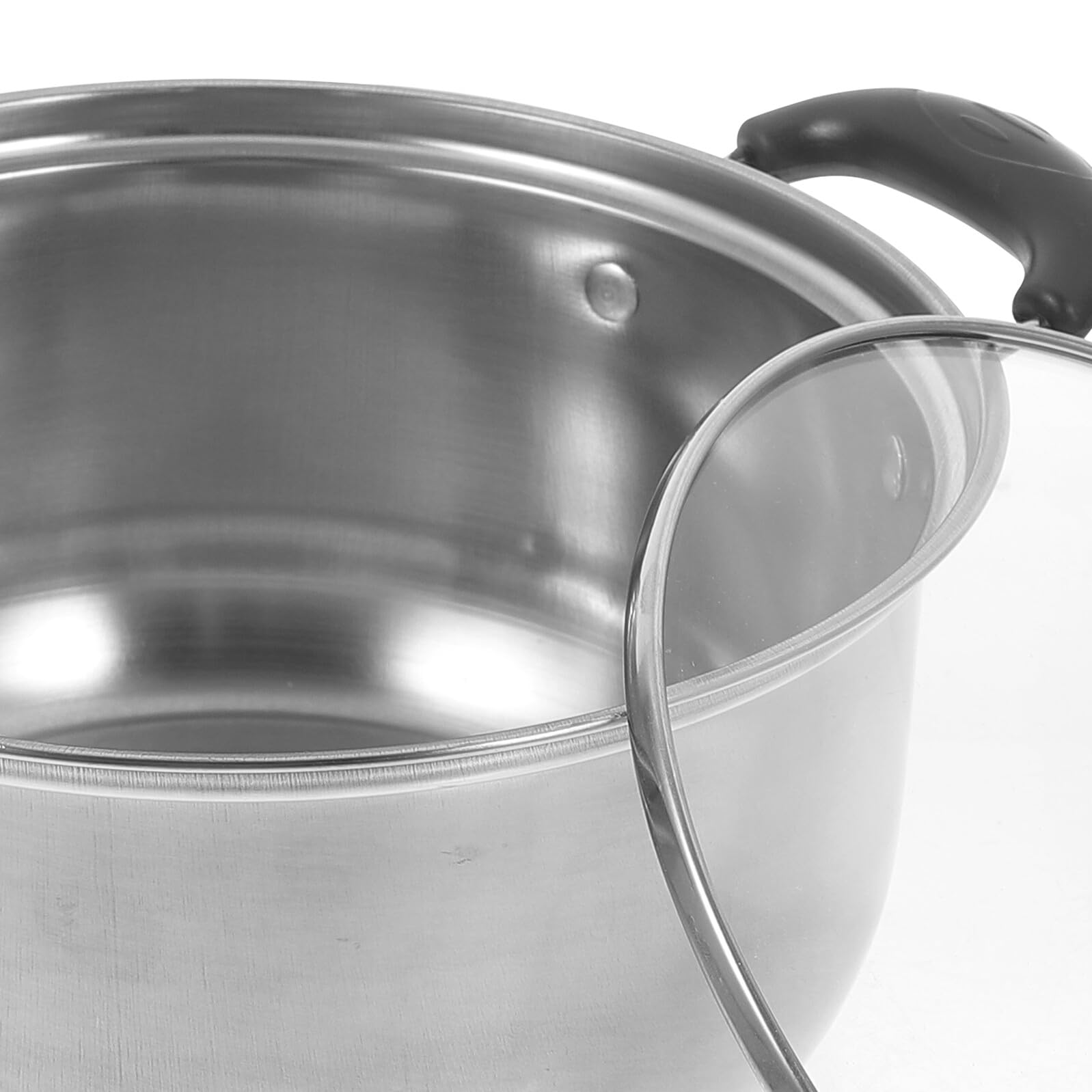 Lurrose Set da Cucina 3 Pezzi in Acciaio Inossidabile Resistente Pentola, Padella Anti Deformazione e Maneggevole, la Preparazione di Zuppe e Fritture