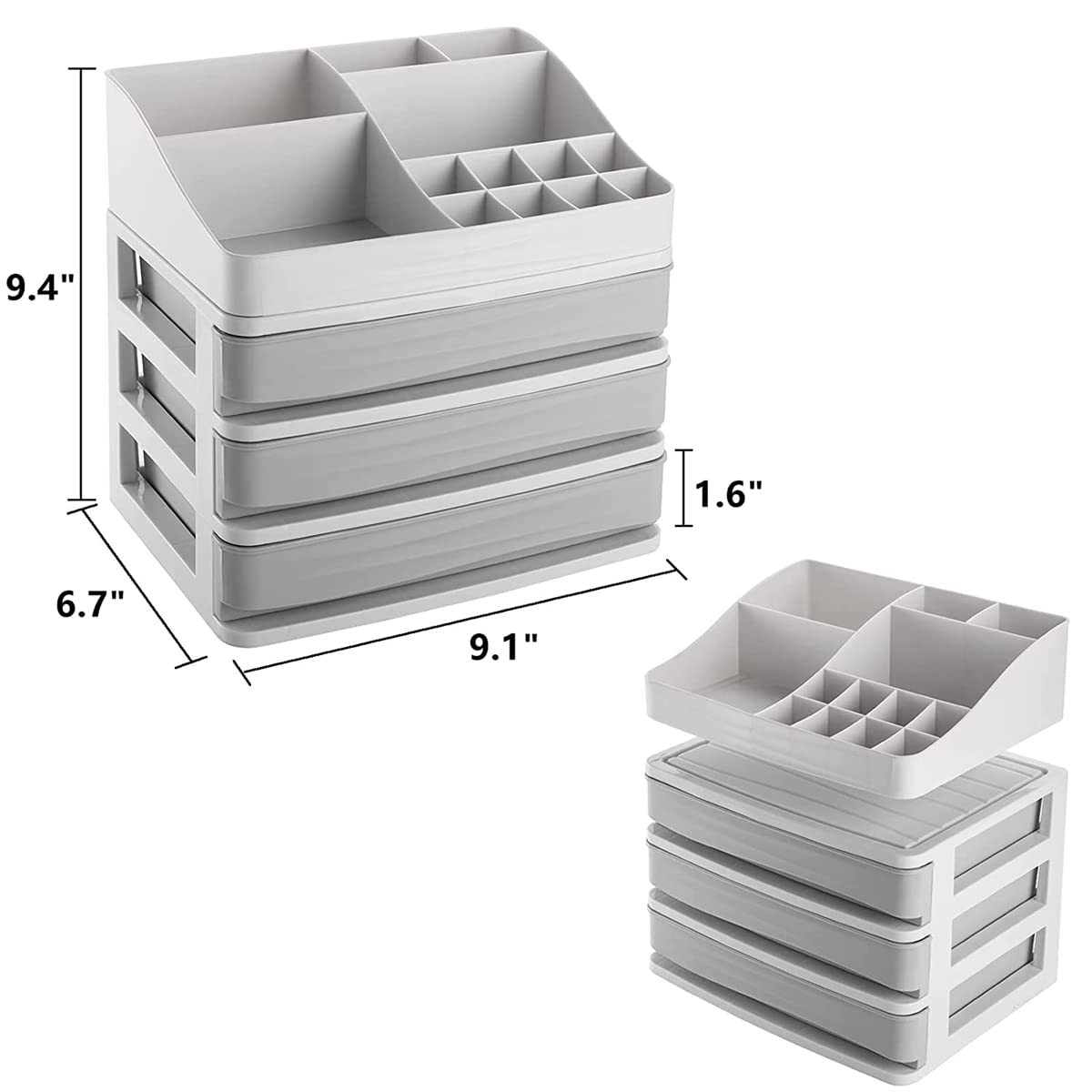 Organiseur de Maquillage et de cosmétiques avec tiroirs,boîte de Rangement en Plastique pour Soins de la Peau avec Support pour pinceaux à Rouge à lèvres,Organisateur de Bijoux,étui de Rangement