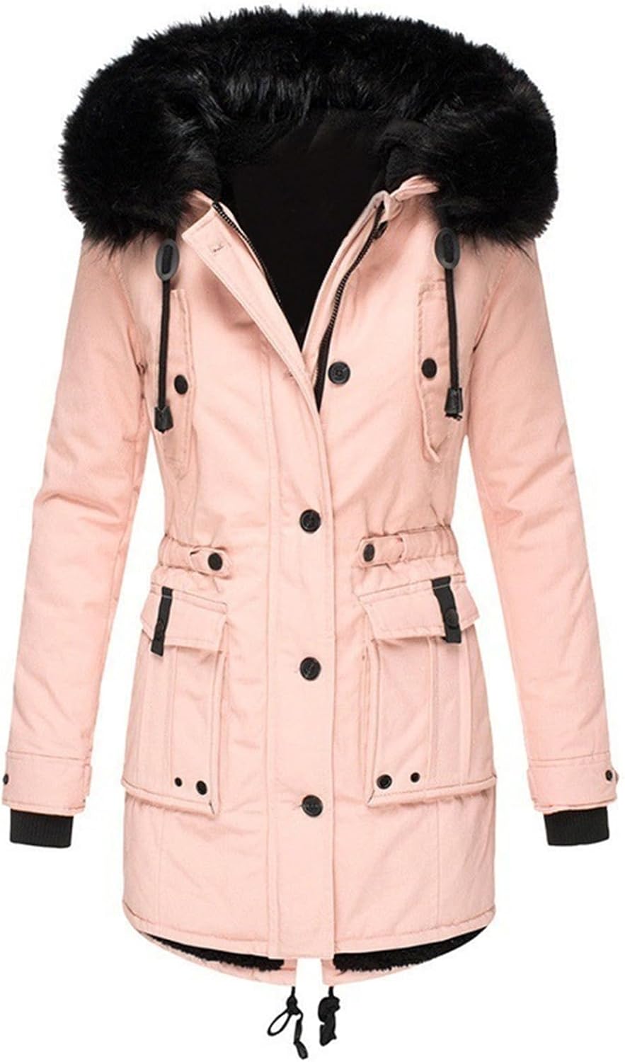 Oversized Winter Parka Coats for Women Zip Up Fur Hooded Puffer Jacket Warm Sherpa Lined Long Sleeve Down Jackets