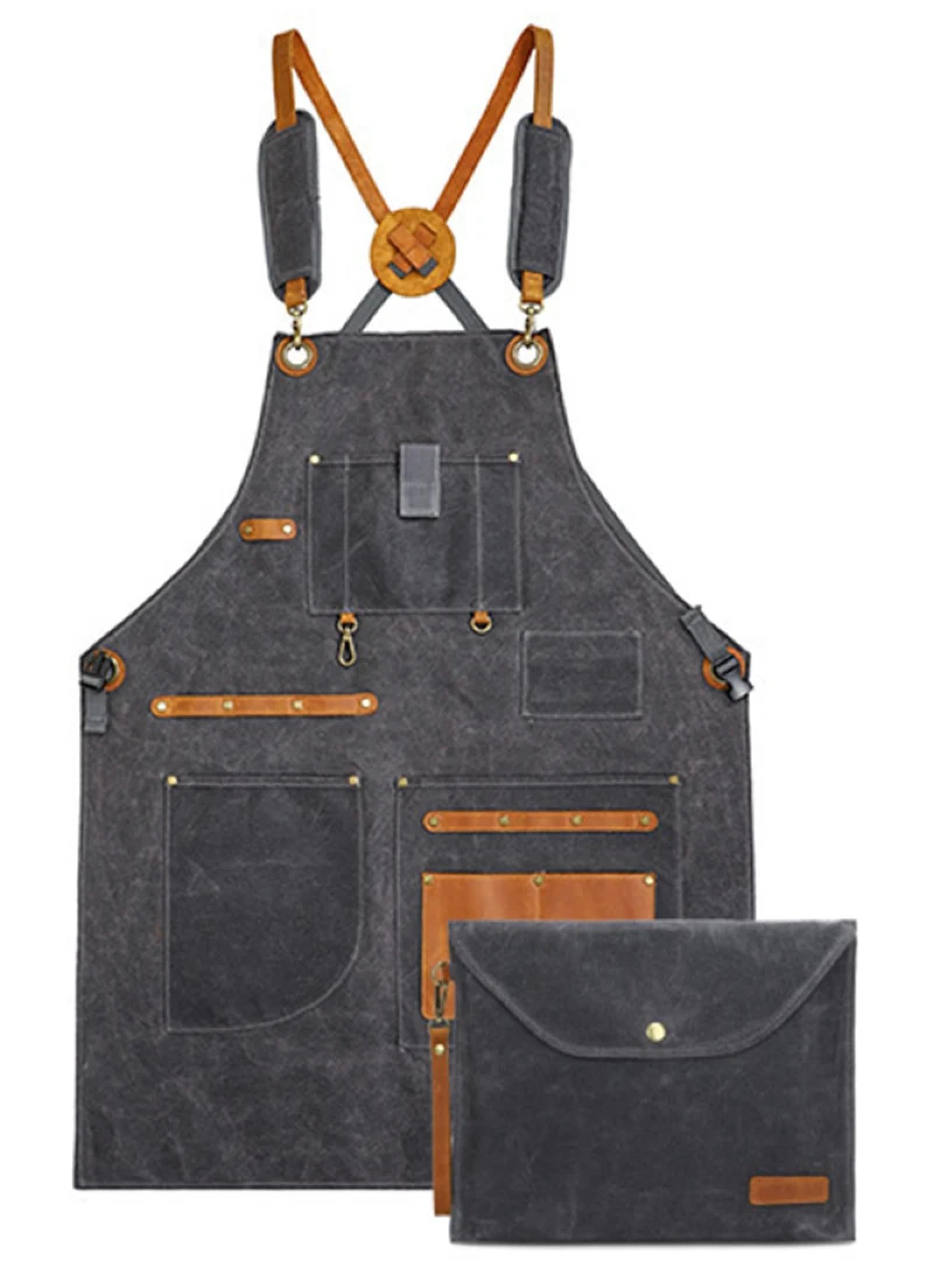 Grembiule Cucina Apron Spessa Tela Borsa Grembiule Set Strumenti Multifunzionali Tasca Parrucchiere Lavorazione del Legno Impermeabile Olio Proof Overalls più Lunghi Grembiule