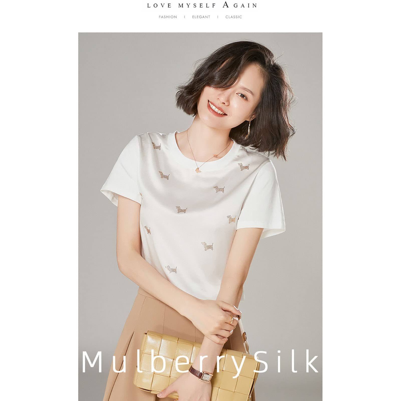 Amazon.com: CYLZRCl Women's Elegant Round Neck Print Short Sleeve