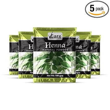 VCare Henna Natural Powder For Hair, 100 gm, (Pack of 5)