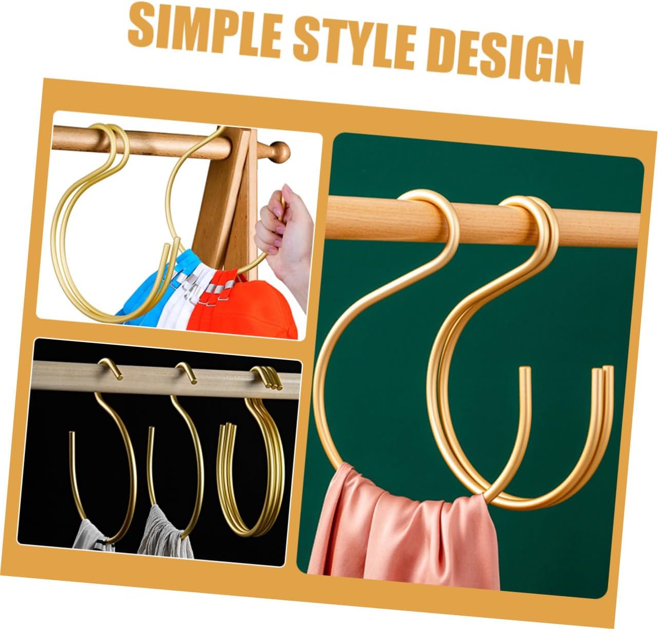 2pcs S-Shaped Belt Hanger Scarf Organizer for Closet, Golden Aluminum