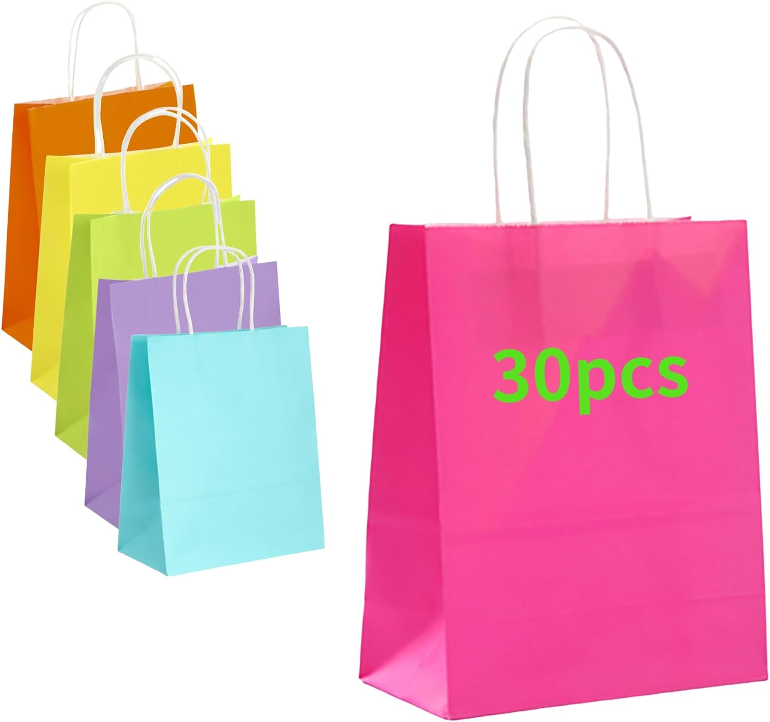 MEETSWEET 【 Party Gift Bag 】 30 gift bags in (6 colors) perfect for birthday parties, wedding gifts, and holiday gifts (8.4 inches x 6 inches) (6 colors)