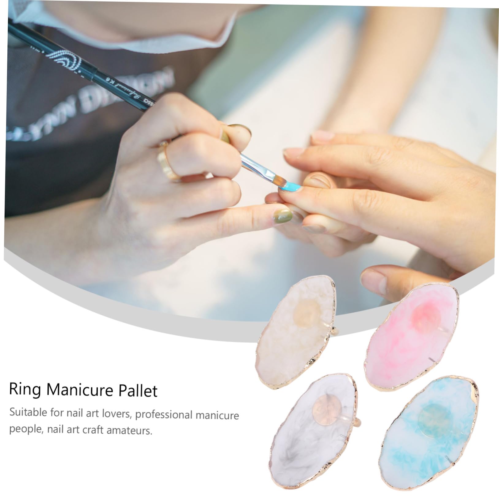 DOITOOL 12 Piezas Paleta De Anillos Paleta De Pintura De Uñas Placa De Mezcla De Arte De Uñas Bandeja para Mezclar Colores Bandeja De Maquillaje Anillo De Ónix Resina Anillo De Uñas Clavo