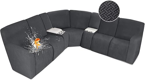 Miniatura 23 de ALIECOM Fundas 100% impermeables para sofá seccional reclinable en forma de L, funda elástica para sofá seccional reclinable de esquina, protector