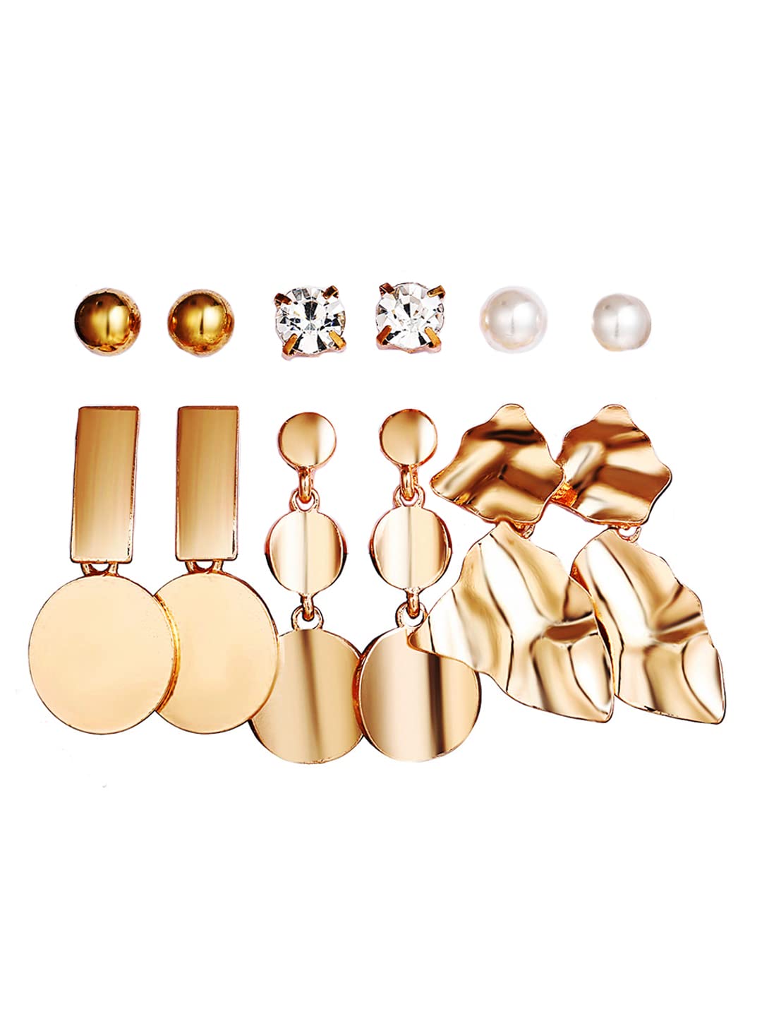 Yellow Chimes Set Of 6 Gold plated Pondering Brass Contemporary Stud And Drop Earrings For Women And Girls (Pack of 12) (B09RGXXPYQ) Amazon Price History, Amazon Price Tracker