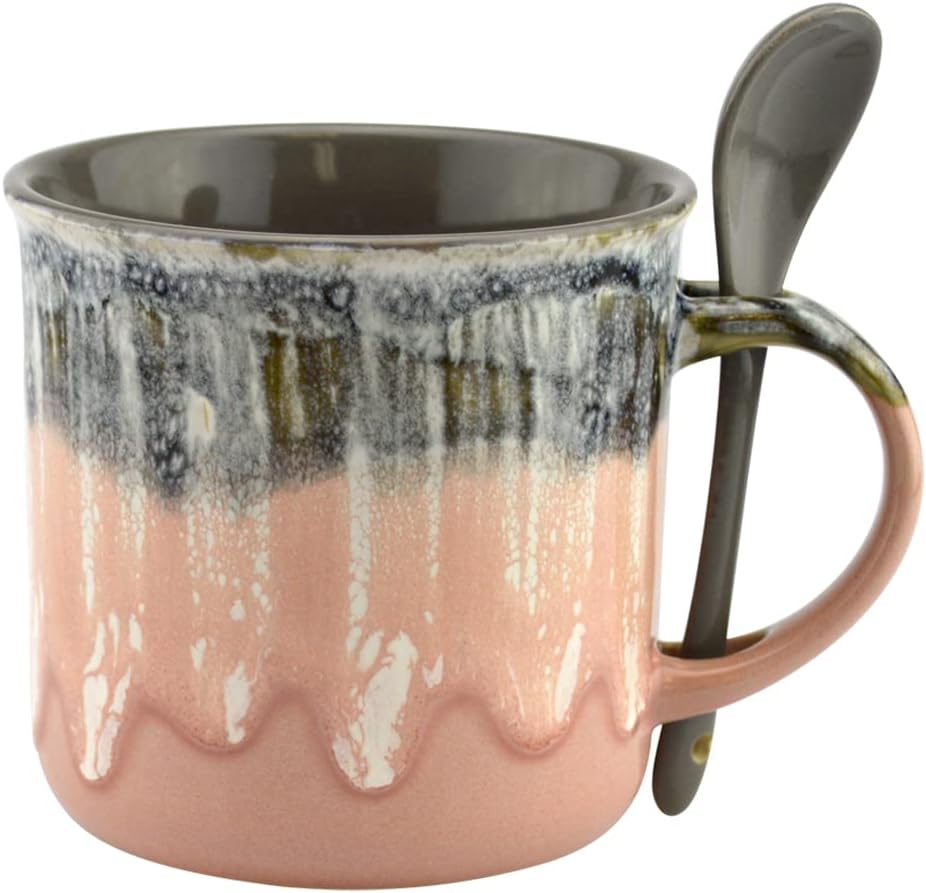 Mugs Glazed Ceramic Unique Coffee Mug, 18 Ounce Coffee Lovers Mugs for Men and Women, Microwave and Dishwasher Safe Oversized Mug Gifts (Brown, Set of 2)
