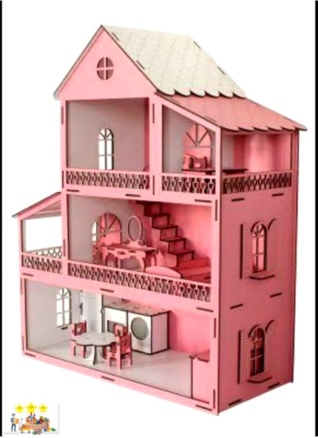 Eğitici Oyuncaklar Ahşap Oyun Evi 15 Adet Mobilyalı Ahşap Dekoratif M…