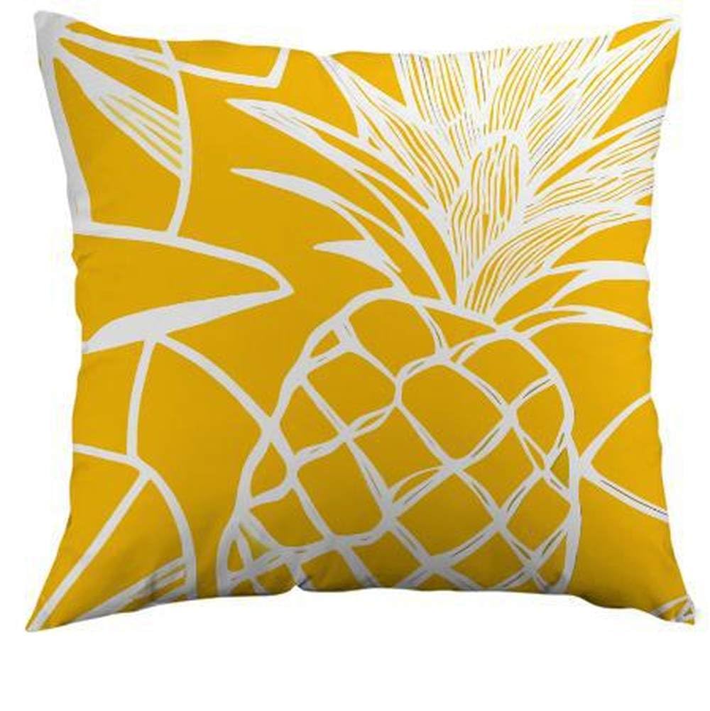 Cushion Covers 45 X 45 White Pineapple Square Cushions With Covers,Sofa Pillows Decorative Soft Linen Outdoor Cushion Covers,Pillowcase For Couch,Bedroom With Invisible Zipper,18X18 Inches