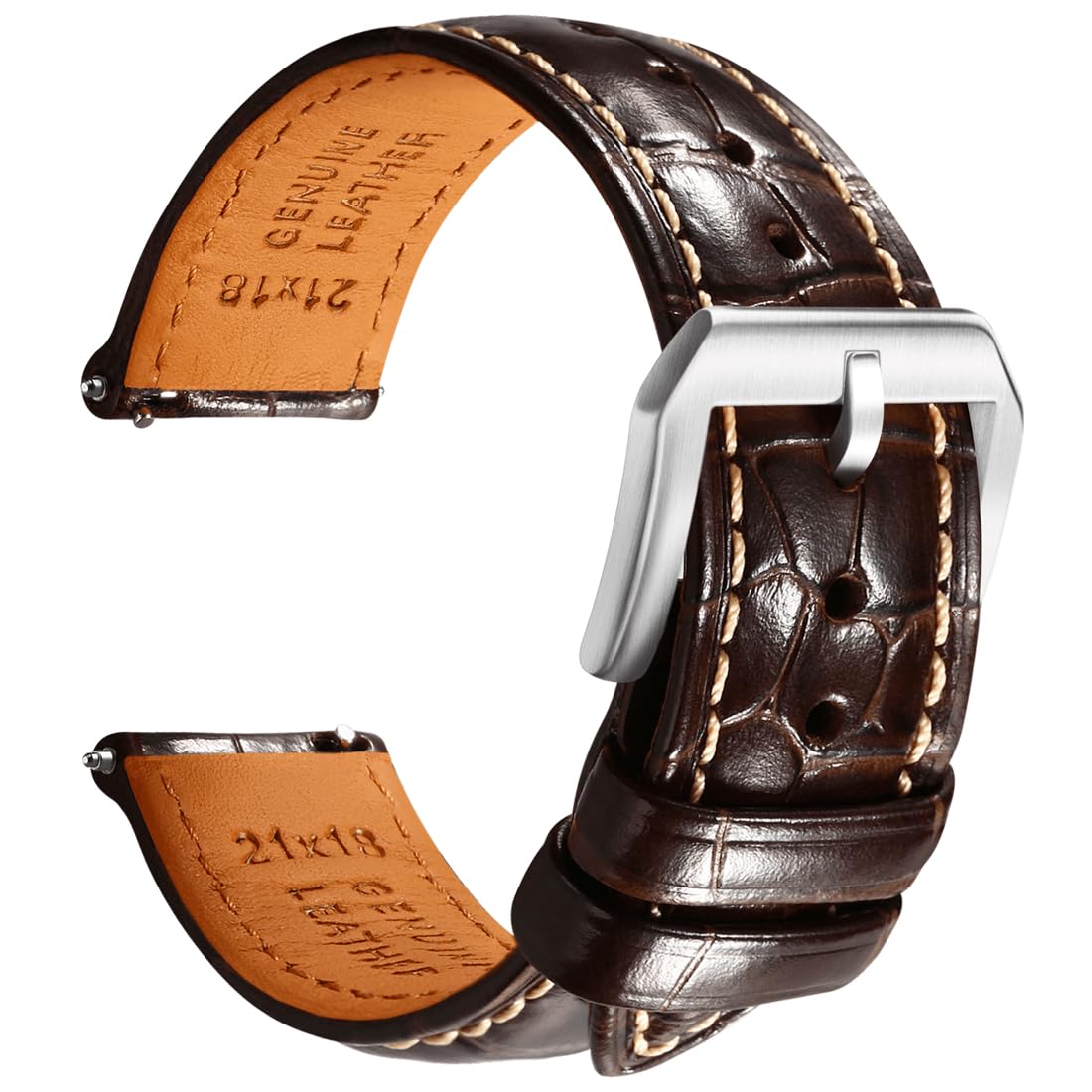 REZEROLeather Watch Bands for Men, Quick Release Watch Straps, Luxury Italian Alligator Grain Embossed Band Replacements 19mm 20mm 21mm 22mm