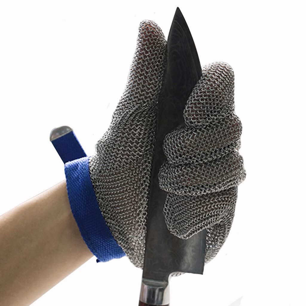 Kettenhandschuh Metallschnittfeste Kettenhemdhandschuhe, Metzger Sicheres Arbeiten Schutzhandschuhe, Anwendbar for Linke Und Rechte Hand (Size : A Pack of one/M)
