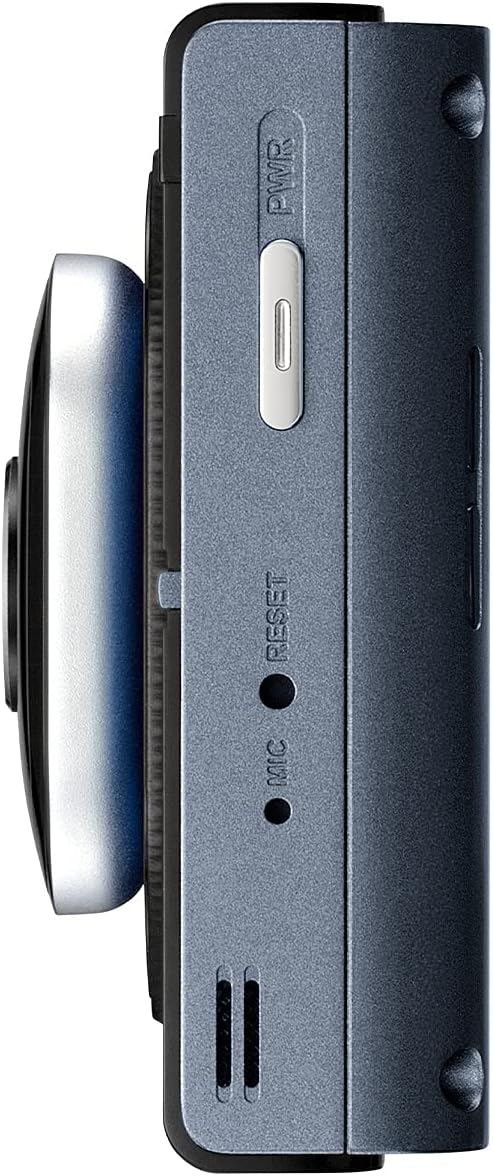 వైపు view of the Thinkware X1000 Dash Cam showing the PWR button and reset pinhole.