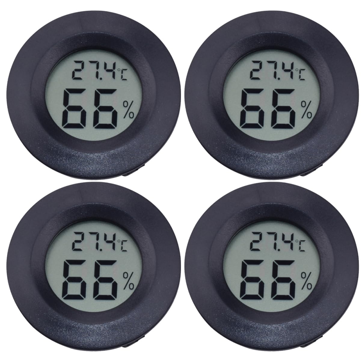 TOYANDONA 3 Set Termometro Terrario per Rettili Vivaio Casa Accessori Indice di umidità per I Rettili Indicatore di Temperatura Dell'umidità Rotondo Black 4 Pezzi*3