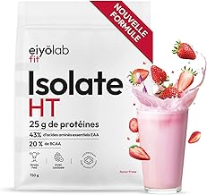 HT ISOLATE | Up to 90% Protein | Lacprodan Patented Protein Isolate | High in BCAA | Fat Fed | Fast & Dry Bodybuilding | Low Calorie | Strawberry Flavour | 750g | Eiyolab