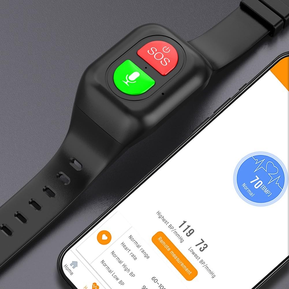 SPORTARC Reloj inteligente 4G de posicionamiento con detección de caída, frecuencia cardíaca y presión arterial, dispositivos de alerta de caída para ancianos con GPS