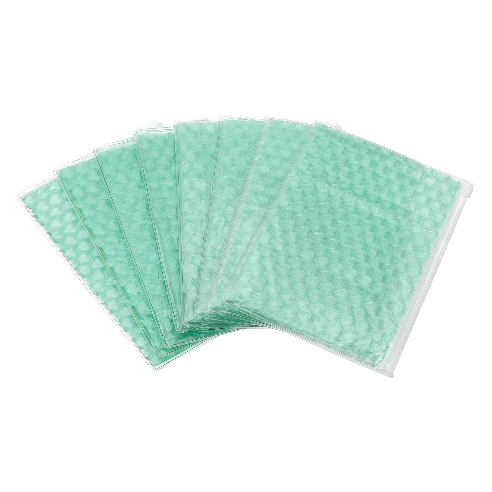 DEFANEX 8pcs Clear Bubble Bags Heart Bubble Wrapping Pouches Zipper Packing Cushioning Bag(6 x 9 Inch) - Lightweight & Economic, for Mailing Shipping Packaging Storage, Green