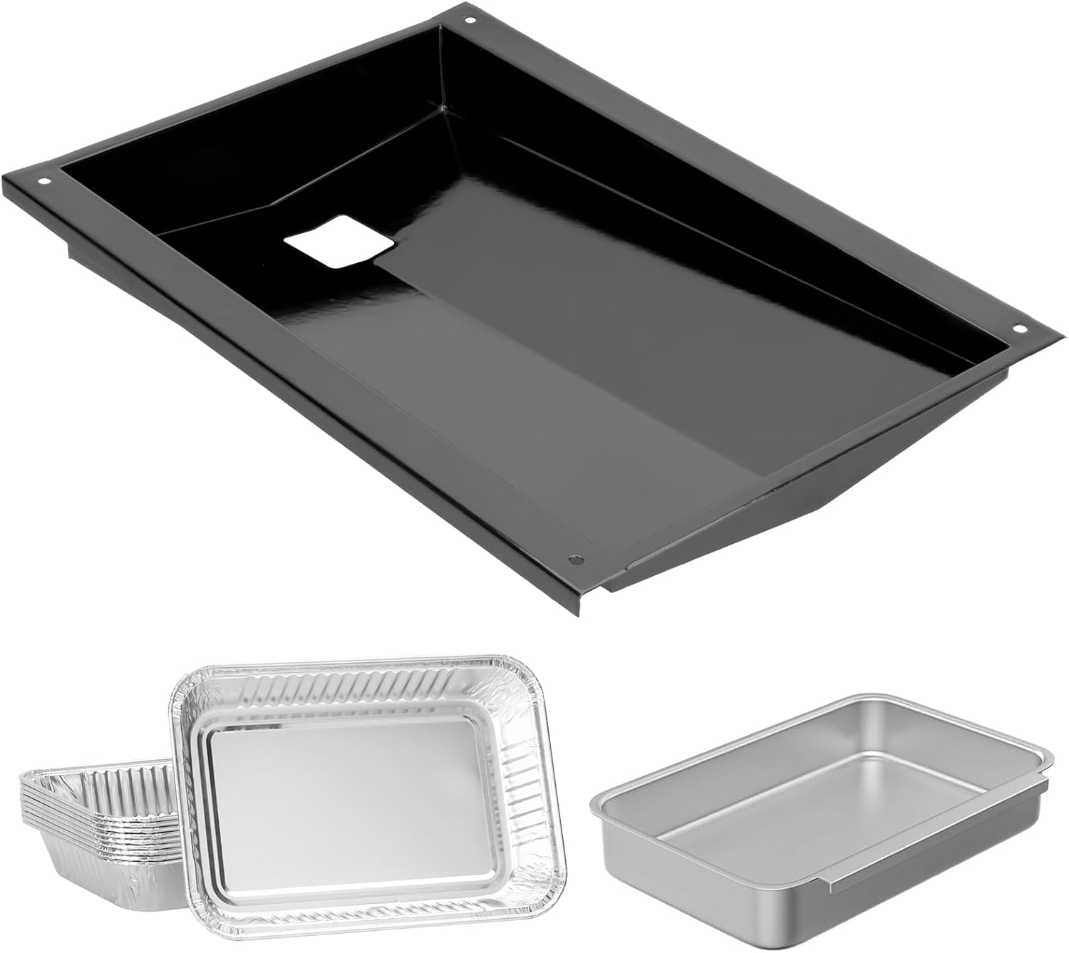 LS'BABQ 62757 Grease Tray with 7515 Catch Pan and 10-Pcs Aluminum Foil Liner Replacement Parts for Weber Genesis 300 Series E310 E320 E330 S310 S320 S330 with Front Control Knob Grills For Genesis 300 Seies(2011-2016)