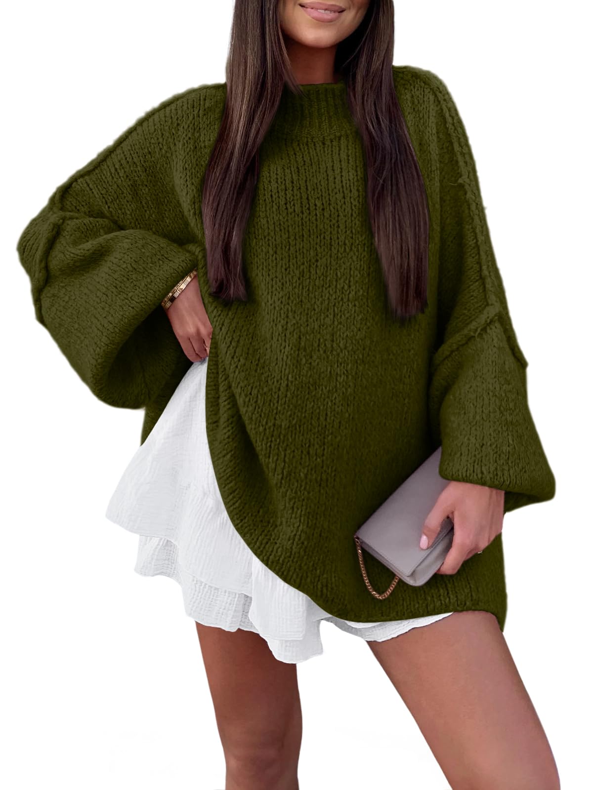 LILLUSORY Oversized Chunky Sweaters for Women Mock Turtleneck Long Pullover Top 2025 Fall Winter Casual Knit Fashion Clothing