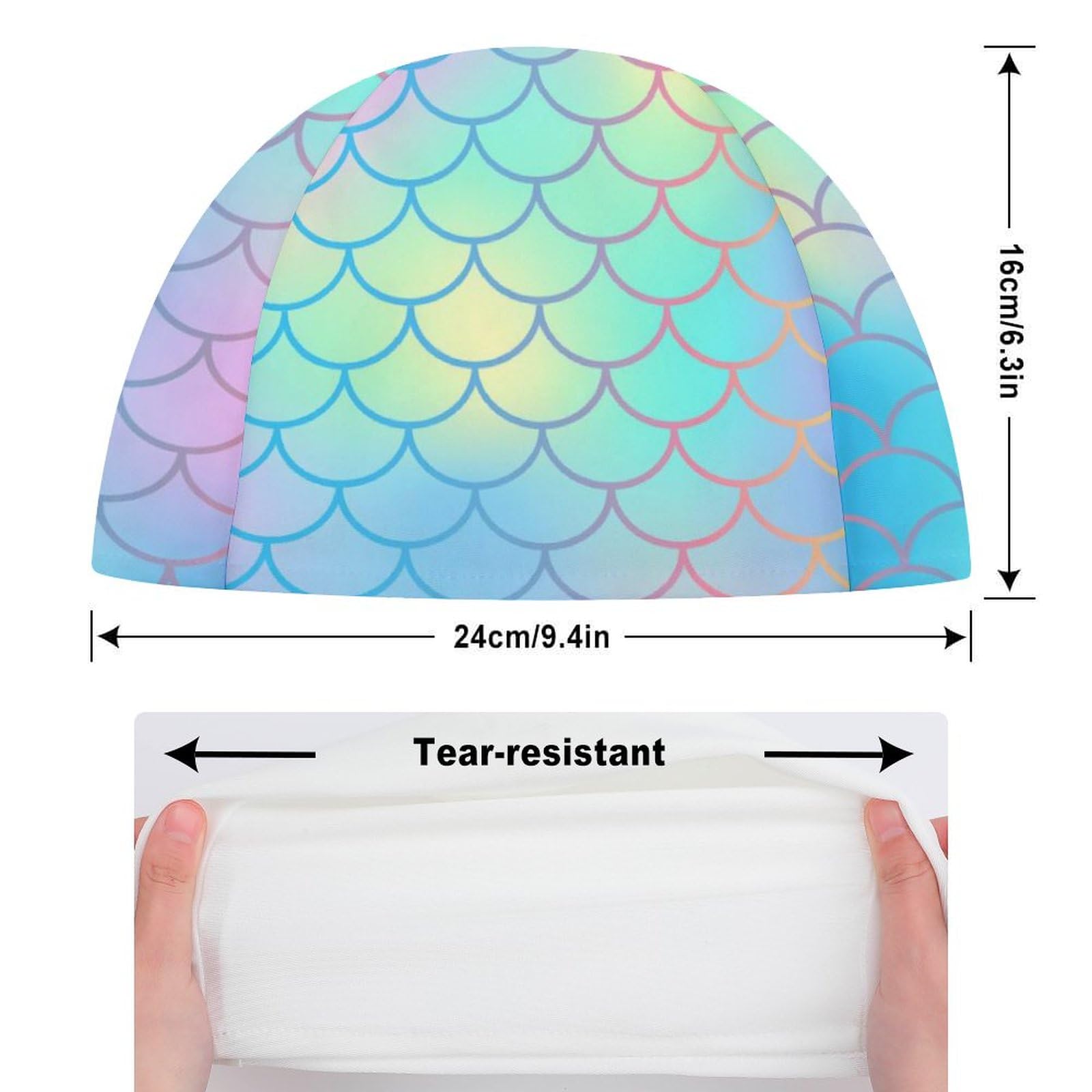 Women Swimming Caps Lady Girls Bathing Cap Long Short Hair Ear Protection Spandex Cap Beautiful Mermaid Fish Scale Swimmers Caps Turban Hats