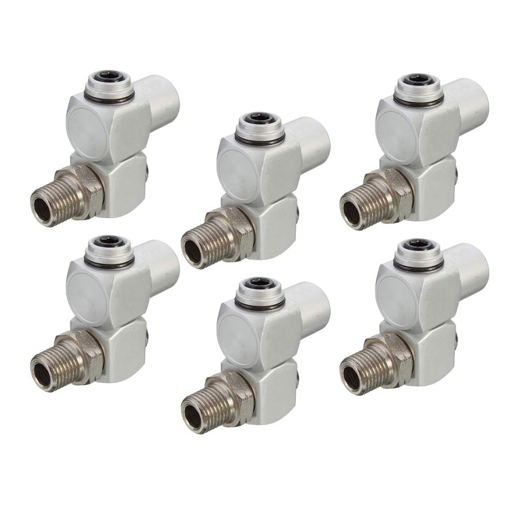 Homyl 1/4 Conector Neumático Universal Adaptador de Tubería de Aire Herramienta de Rotación de 360 ​​Gradοs, Plata, 6 Piezas