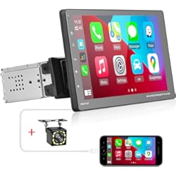 Pantalla 9 Pulgadas Para Auto Radio de Coche 1 DIN Compatible con Apple Carplay Android Auto, Pantalla Táctil de 9 Pulgadas Pantalla Desmontable Radio de Coche Reproductor MP5 con Bluetooth FM AUX + Cámara de Visión Trasera