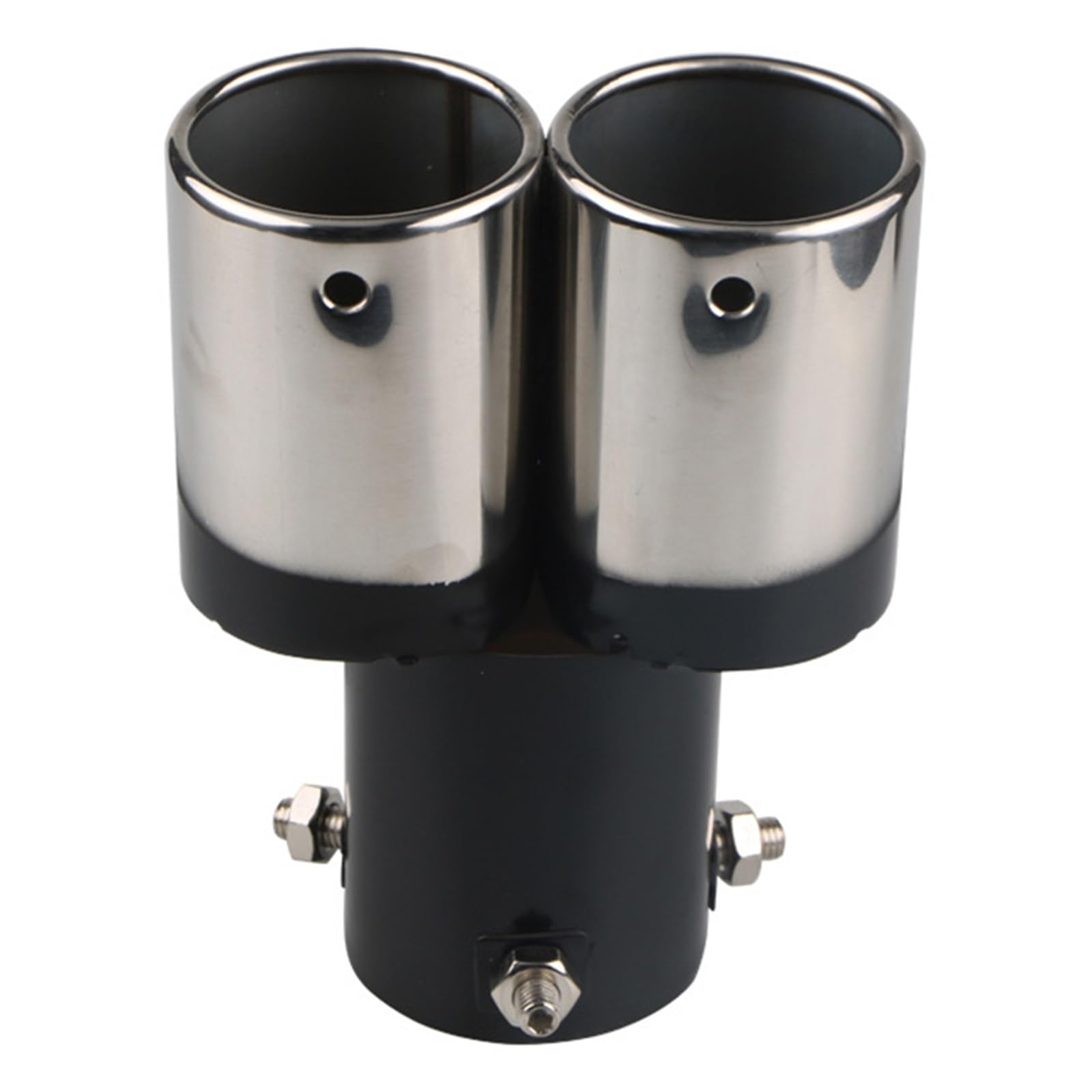 Car Silencer 2/1 sztuk 63mm podwójny wylot końcówka rury wydechowej samochodu tłumik samochodowy ze stali nierdzewnej skośna walcowana krawędź rura wydechowa(2PCS)