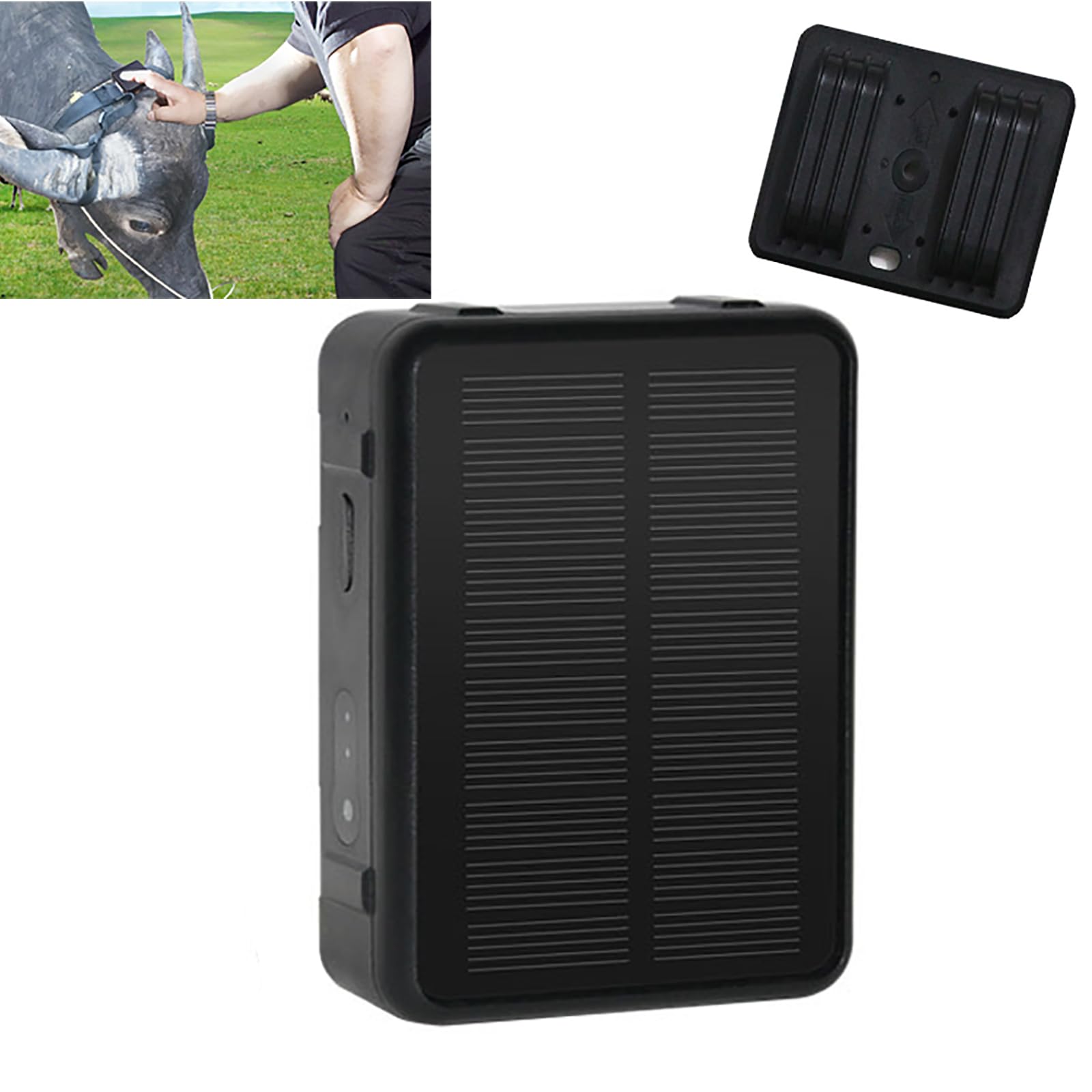 Traceur Solaire d'animaux, Dispositif Suivi du Bétail GPS, Précision Positionnement GPS : 5-50 M/podomètre Surveillance Température Corporelle/Aide À 1 Bouton/Recherche Vocale, pour Ferme