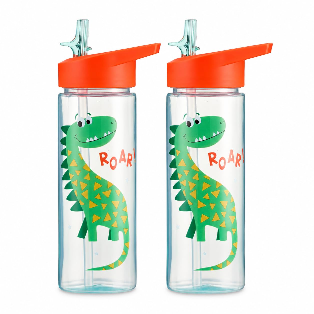 TINY TO TOTS BABY TO TODDLER Kids Dinosaur Water Bottle 500ml – BPA Free Leakproof Straw Sipper Bottle for Toddlers & Children – Lightweight Reusable School Drink Bottle with Flip Top Lid — image 1