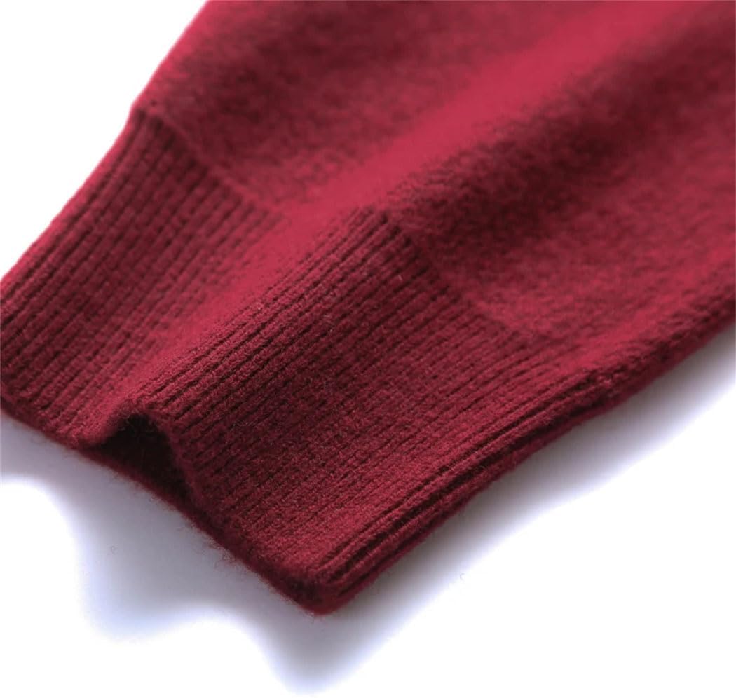 Men's 100% Wool V-Neck Knit Sweater Pullover Thick Warm for Autumn Winter Home Casual Office