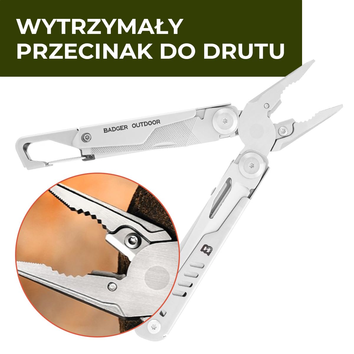 Badger Outdoor Fang Multitool 12w1 - Nóż Wielofunkcyjny | Ze Stali Nierdzewnej, Narzędzie Survivalowe z Kombinerkami i Nożyczkami, Wysokiej Jakości Gadżet Outdoorowy