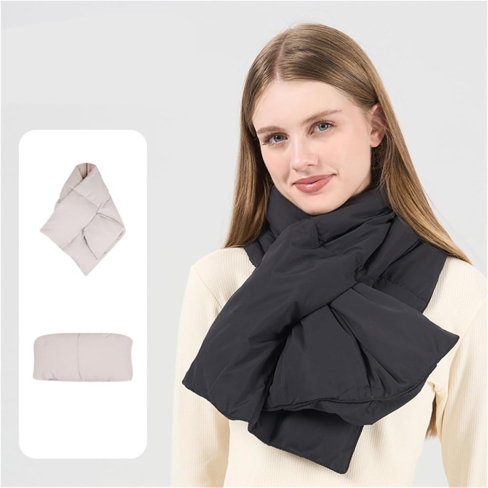 sciarpa invernale Sciarpa invernale imbottita in piumino da donna e da uomo, morbida e resistente, impermeabile, leggera, scaldacollo, regalo sciarpas