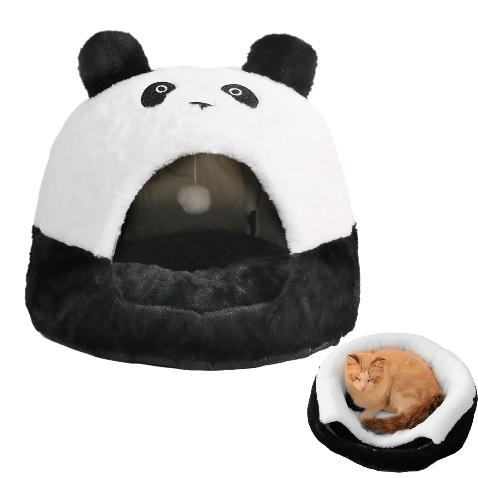 Niche pour chat panda : lit cachette douillet pour l'intérieur et l'extérieur