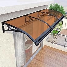 Door Awnings Exterior, Polycarbonate Cover Awnings for Doors Entrance, Awning for Door Window Exterior with Aluminum Bracket for Sun Shutter, UV, RainBrown,60x60cm/24x24in