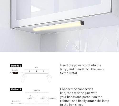 Miniatura 4 de LEPOTEC 64 luces LED enchufables debajo del gabinete con 10 niveles de brillo, barra de luz LED enlazable para cocina, despensa, garaje,